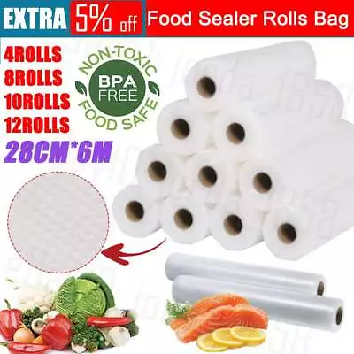 Vacuum Sealer Rolls 28cm Cryovac Food Storage Vacuum Seal Bags Heat Commercial • $29.99