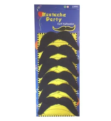 12 X Black Novelty Fancy Dress Moustache Gay Pride Mexican Tash Biker 70 118   • £2.99