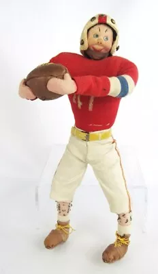 Vintage Klumpe Spain 1950's Cloth/Felt Football Player W/ Helmet & Ball 11  Doll • $95