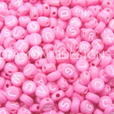 7mm Baby Pink Round Letter Coin Beads Jewellery Kids Craft Beading UK UK • £5.49