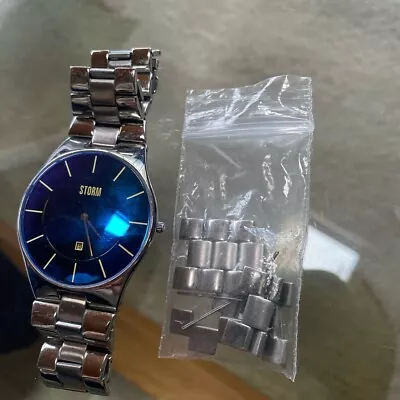 09693 Storm Gents Slim-X-XL Lazer Blue Stainless Steel Watch M • £100