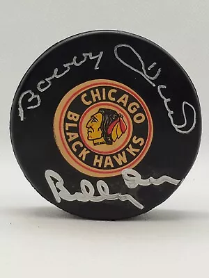 Bobby Hull Bobby Orr Chicago Blackhawks DUAL Signed VINTAGE Viceroy Puck • $299.99