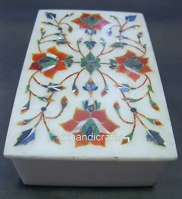 6 X 4 Inches Necklace Box Inlaid With Semi Precious Gemstone Marble Jewelry Box • $124.55