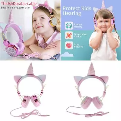 Lovely Unicorn Cartoon Glitter Kids Wired Headphone For Girls Children • $13.24