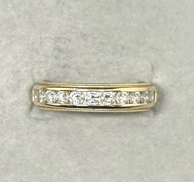 14K Yellow Gold Diamond Wedding Milgrain Band Ring ~.50ctw Sz7 4.85g DIANA • $525