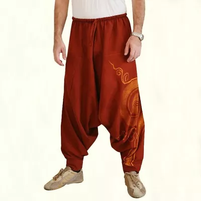 Men's Loose Yoga Harem Pants Gypsy Boho Hippie Aladdin Baggy Trousers Breathable • $14.80
