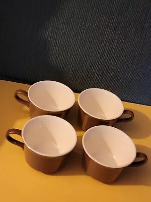 Vintage 1970's Brown And White Coffee Cups 4-pc Set • $6.25