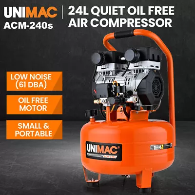 UNIMAC 24L Pancake Air Compressor 116PSI Oil-Free Portable Electric Silent Tyre • $322