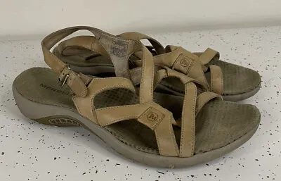 Womens Merrell Agave Tan Leather Sandals Size 9 J33196 • $19.95