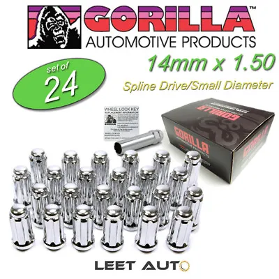 (24)Gorilla Spline Drive Lug Nuts 14x1.50 Chrome Duplex Length K6TS-14150GR • $46.88