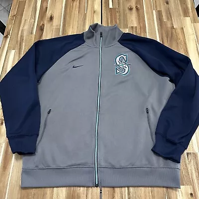 Seattle Mariners Jacket Mens Extra Large Gray Nike Full Zip MLB Baseball *FLAW* • $22.95