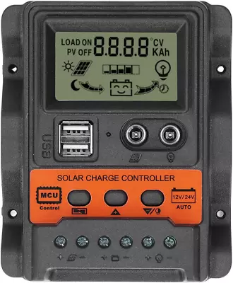 30A MPPT Solar Charge Controller 12V/24V Waterproof LCD 2 USB Ports • £19.61