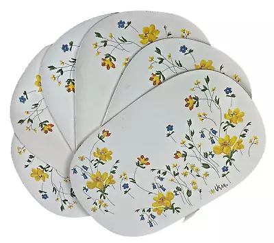 Vera Neumann Vintage Set Of 6 Placemats Vinyl Oval Floral Retro Easy Clean • $39.98