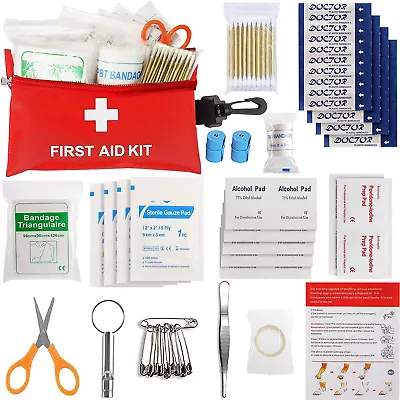  98 Piece First Aid Kit Emergency Travel Survival For Bag(+CPR Mask Gift) • $33.38