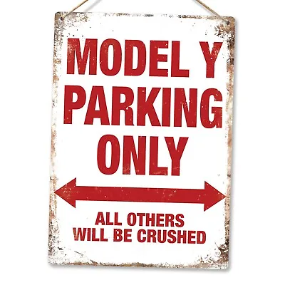 Metal Wall Sign - Model Y Parking Only - Father's Day Road Gift Car Gift Drive • £7.85