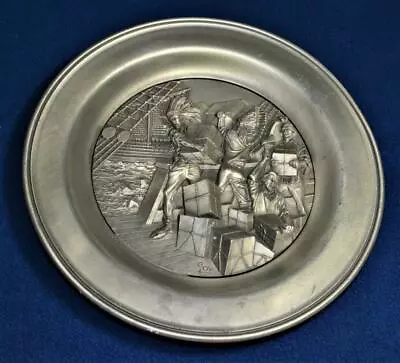 1975 US Bicentennial Collection BOSTON TEA PARTY By Marcel Jovine Pewter Plate • $69.99