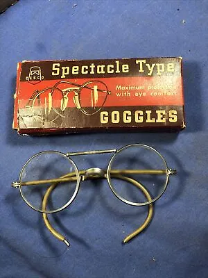 Vintage Cesco Spectacle Type Safety Goggle Glasses 1940s 50s Steampunk • $24.99