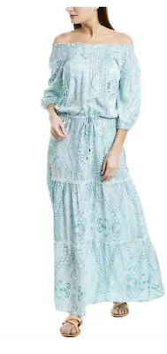 Melissa Odabash Paisley Casey Aqua Paisley Off Shoulder Medium Casual Maxi Dress • $54