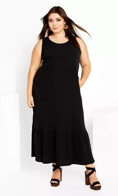 Refinity By City Chic Ladies Gaia Maxi Dress Sizes 14 16 Small Colour Black • $29.99