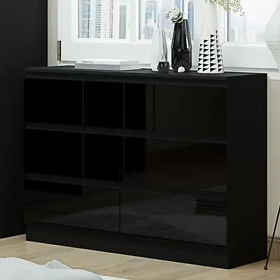 £159 • Buy Black High Gloss Chest Of 7 Drawers Bedroom Furniture Scratch Resistant Merchant