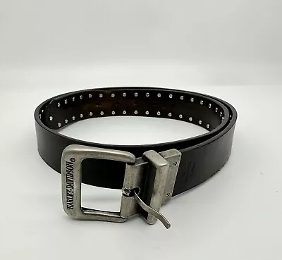 Harley-Davidson Men's  Genuine Black Reversible Leather Belt - Gunmetal Finish • $39