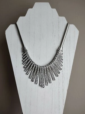 $18 • Buy Statement Necklace V-Shape Silver & Rhinestone