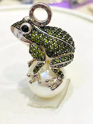 THOMAS SABO Large Heavy Green CZ Frog Sitting On Pearl Pendant AS NEW • $399