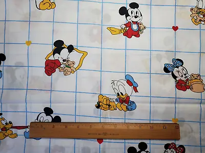 Vintage Disney Mickey Mouse Baby Cotton Fabric 1984 Over 2 Yards With Flaw • $14.99