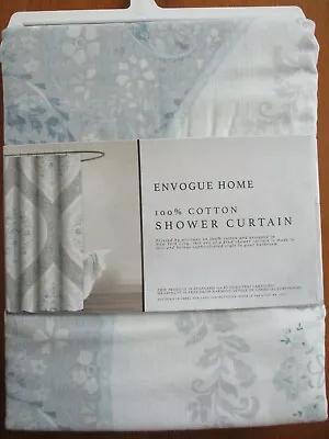 NEW Envogue Fabric Shower Curtain Floral Medallion 100% Cotton  • $32.99