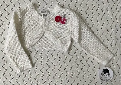 £14 • Buy Sarah Louise Girls Crochet Ivory Cardigan With Flowers 18 Months Never Worn. 
