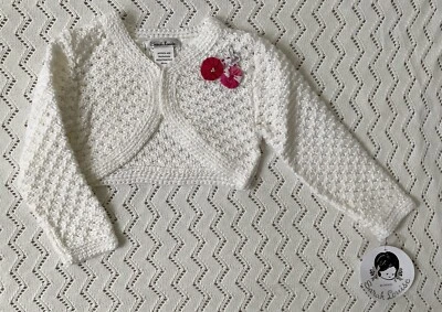 £14 • Buy Sarah Louise Girls Crochet Ivory Cardigan With Flowers 18 Months Never Worn. 
