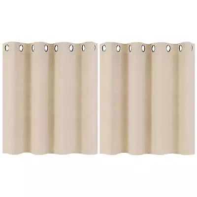 Blackout Window Curtains Kitchen Panels Set Of 2 Beige 52  X 36  • $24.41