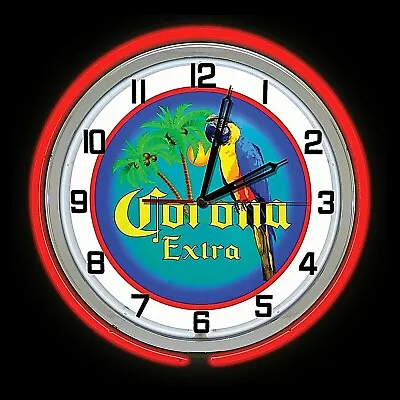 19  Corona Extra Beer Bird Sign Double Red Neon Clock  • $290.63