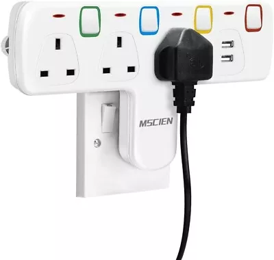 Multi Plug Extension 3 Way 2 USB W/ Individual Switched Wall Socket • £18.99