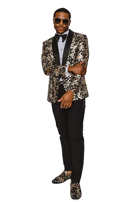 Slim Fit Shawl Laple 1 Button Leopard  Tuxedo Blazer Dinner Jacket BY AZARMAN • $89