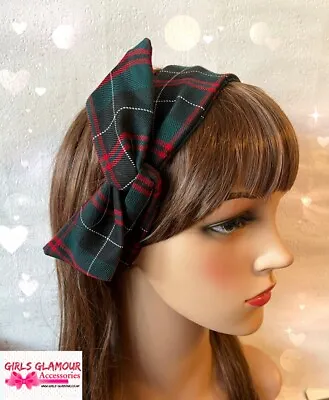 Hunting Tartan Headband Bandana Hairband Bow Tie Wired Burns Night Dress Stag • £3.99