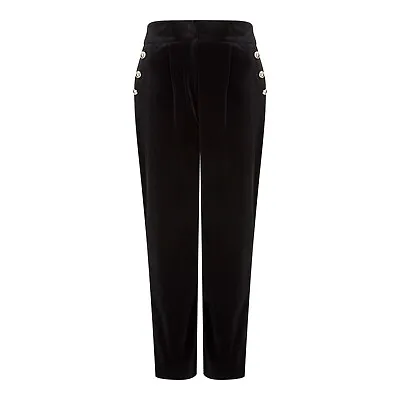 * Matalan BNWT Black Velvet Velour Tapered High Waist  Trousers  Party (ST29) • £14.99