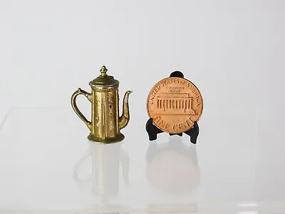 Vintage Antique Miniature Gold Gilt Metal Coffee Pot Dollhouse Diorama Kitchen • $29.99