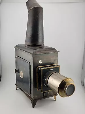 Antique 1800's Ernst Plank Germany Tin Kerosene Magic Lantern Projector Box. • $189.99