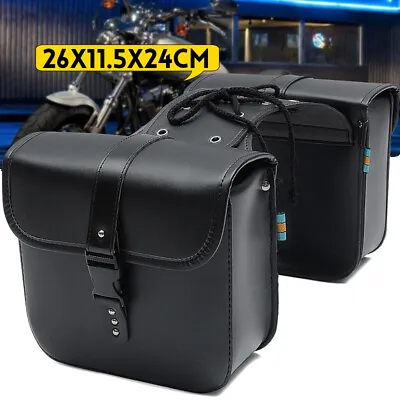 2pcs PU Leather Motorcycle Side Saddle Bags Saddlebags Pannier Luggage Storage • $48.79
