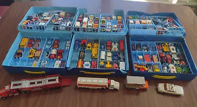 Lot Of 130+ Vintage Matchbox Hot Wheels Lesney W/ 3 Carrying Cases 20+ Lbs. • $559.99