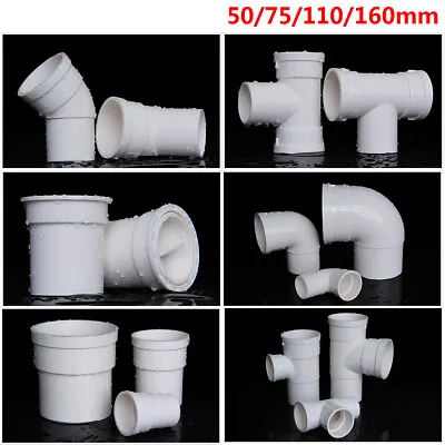 £2.82 • Buy 50/75/110/160mm PVC Drain Pipe Fittings Reducer Elbow , Straight , Tee Connector