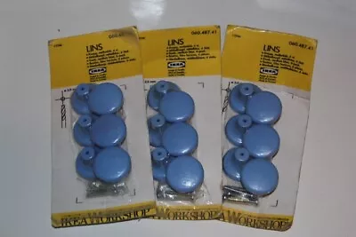 Ikea 3 Packs Of 6 Draw Knobs Medium Blue 6Total 18 With Screws New Old Stock • $10