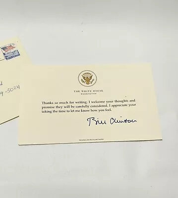 President Bill Clinton Vintage Signed White House Thank You Card W/Photo • $8.99