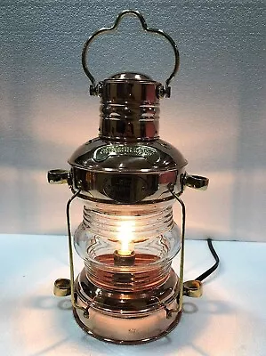 Antique Copper Brass Electric Lantern  14 Ship Lamp Boat  Maritime Collectible • $68.40