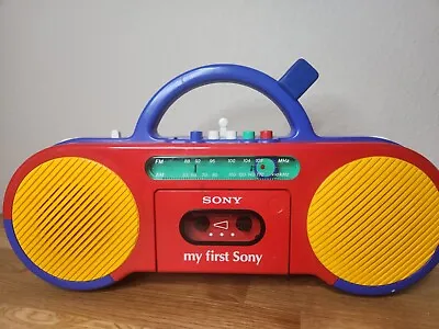 My First SONY CFS-2050 AM/FM Red Cassette-Corder Boom Box Radio Microphone • $80