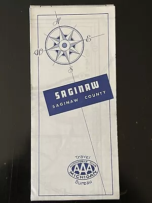 SAGINAW COUNTY Vtg 70s 1971 AAA Auto Club Michigan Road Map Blue • $15.95