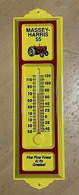 MASSEY - HARRIS 55 TRACTOR METAL THERMOMETER Five Plow Power USA - Old Stock • $23