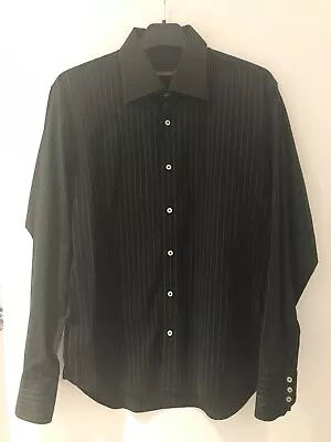 River Island Mens Black Pinstripe Shirt Medium • £3.99