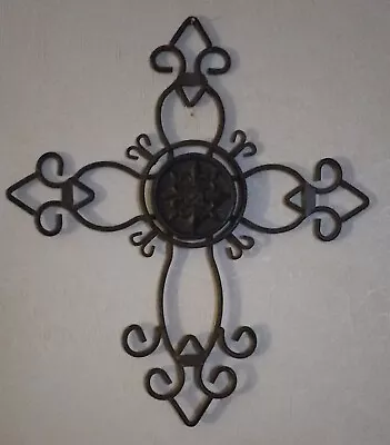 Metal Wall Cross Rustic Distressed Ornate Religious Home Or Garden Decor 12 X11  • $10